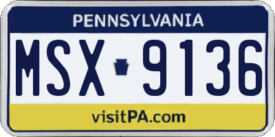 PA license plate MSX9136