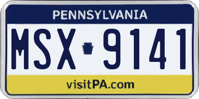 PA license plate MSX9141