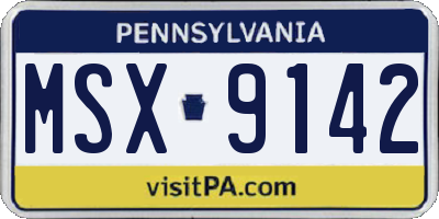 PA license plate MSX9142