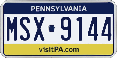 PA license plate MSX9144