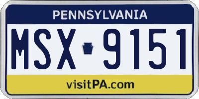 PA license plate MSX9151