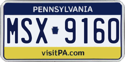 PA license plate MSX9160