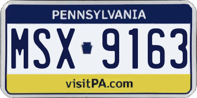 PA license plate MSX9163