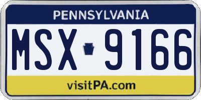 PA license plate MSX9166