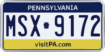 PA license plate MSX9172