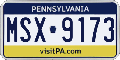 PA license plate MSX9173