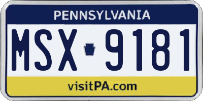 PA license plate MSX9181