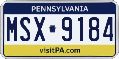 PA license plate MSX9184