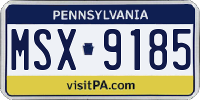 PA license plate MSX9185
