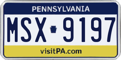 PA license plate MSX9197