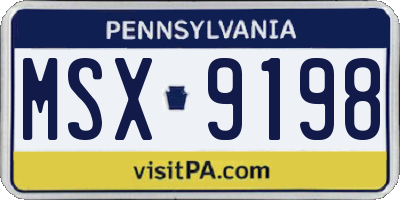 PA license plate MSX9198