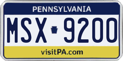 PA license plate MSX9200