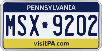 PA license plate MSX9202