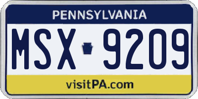PA license plate MSX9209