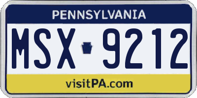 PA license plate MSX9212