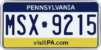PA license plate MSX9215