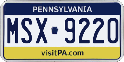 PA license plate MSX9220