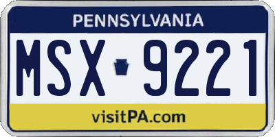 PA license plate MSX9221