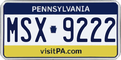 PA license plate MSX9222