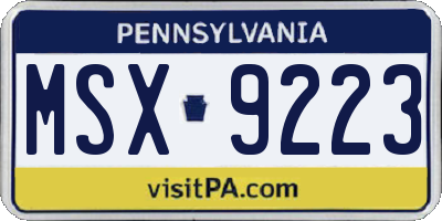 PA license plate MSX9223