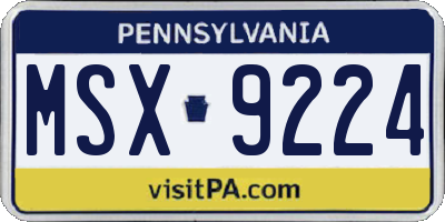 PA license plate MSX9224