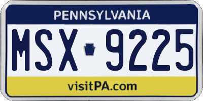 PA license plate MSX9225