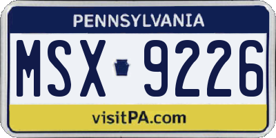 PA license plate MSX9226