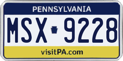 PA license plate MSX9228