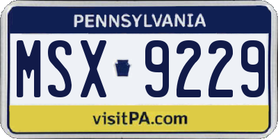 PA license plate MSX9229