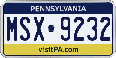 PA license plate MSX9232