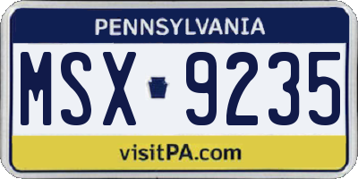PA license plate MSX9235