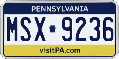 PA license plate MSX9236