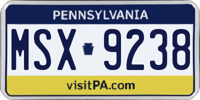 PA license plate MSX9238