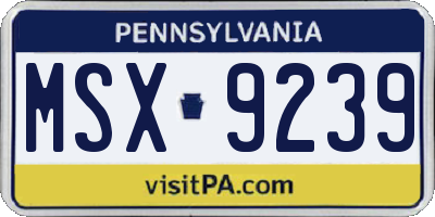 PA license plate MSX9239