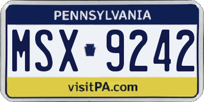 PA license plate MSX9242