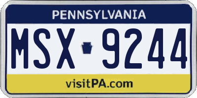 PA license plate MSX9244