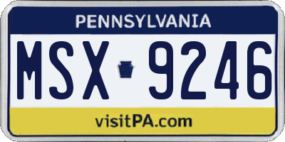 PA license plate MSX9246