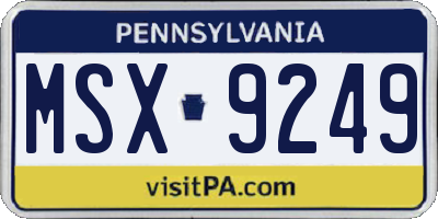 PA license plate MSX9249