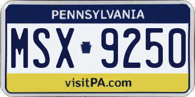 PA license plate MSX9250