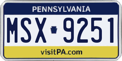 PA license plate MSX9251