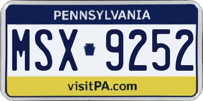 PA license plate MSX9252