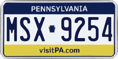 PA license plate MSX9254