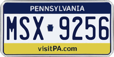 PA license plate MSX9256