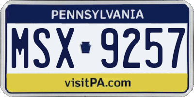 PA license plate MSX9257