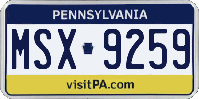 PA license plate MSX9259