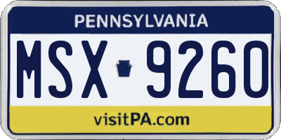 PA license plate MSX9260