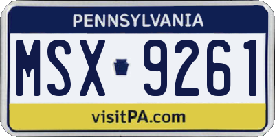 PA license plate MSX9261