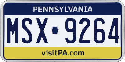 PA license plate MSX9264