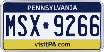 PA license plate MSX9266