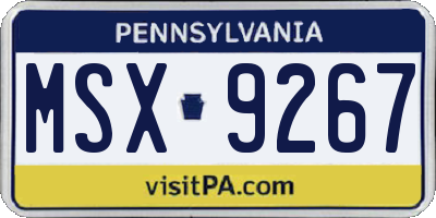 PA license plate MSX9267